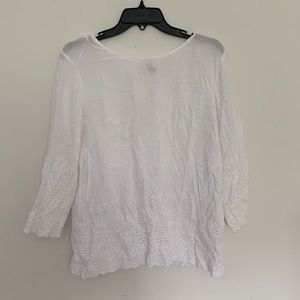 H&M DIVIDED White Eyelet Blouse with Back Detail